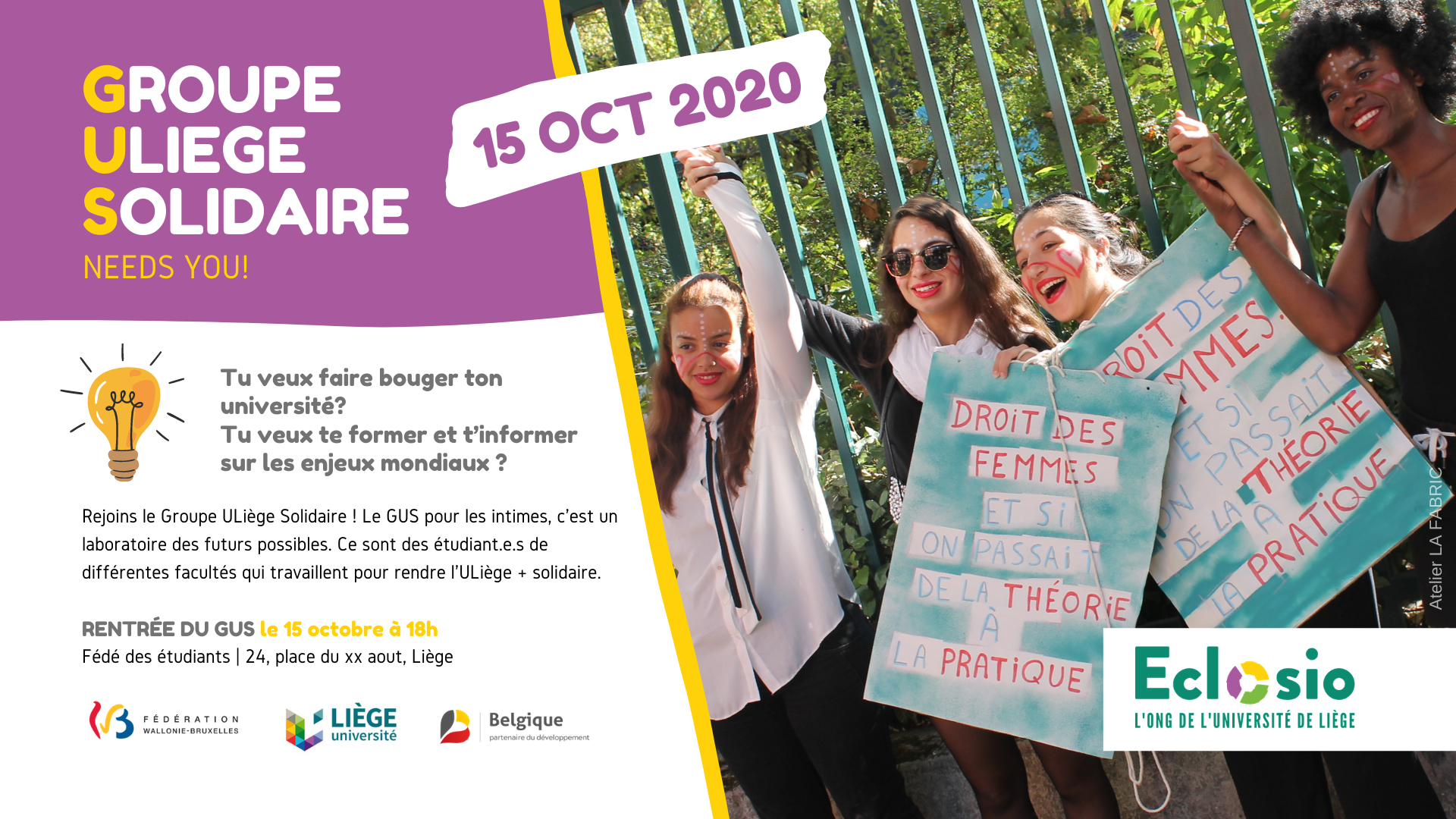 Groupe ULiège Solidaire - rentrée 2020-2021